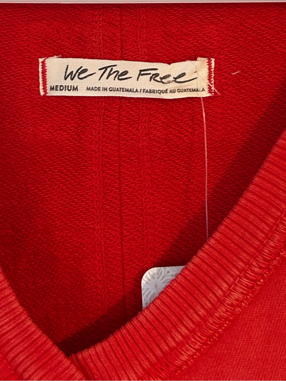 NWT Free People We The Free Red V-Neck Sweatshirt Vest Pullover Size M - Picture 4 of 5